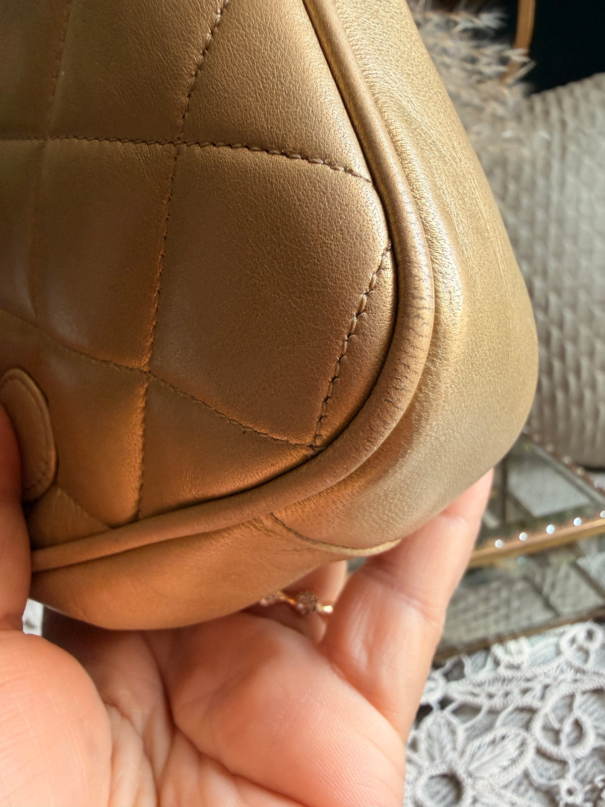 CHANEL Metallic Lambskin Quilted Mini Flap