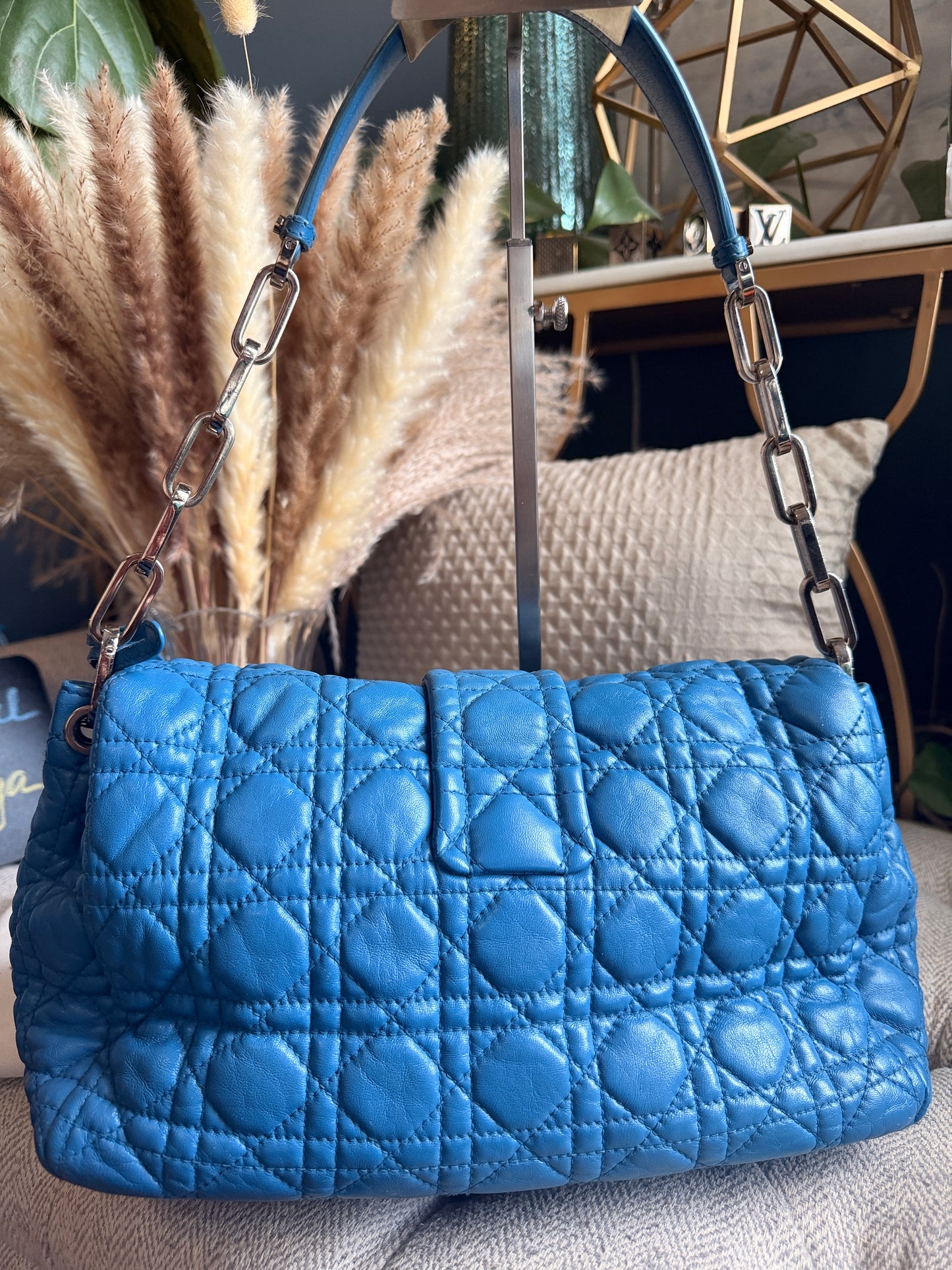 Christian Dior Cannage Quilted Lambskin Leather New Lock Flap Bag