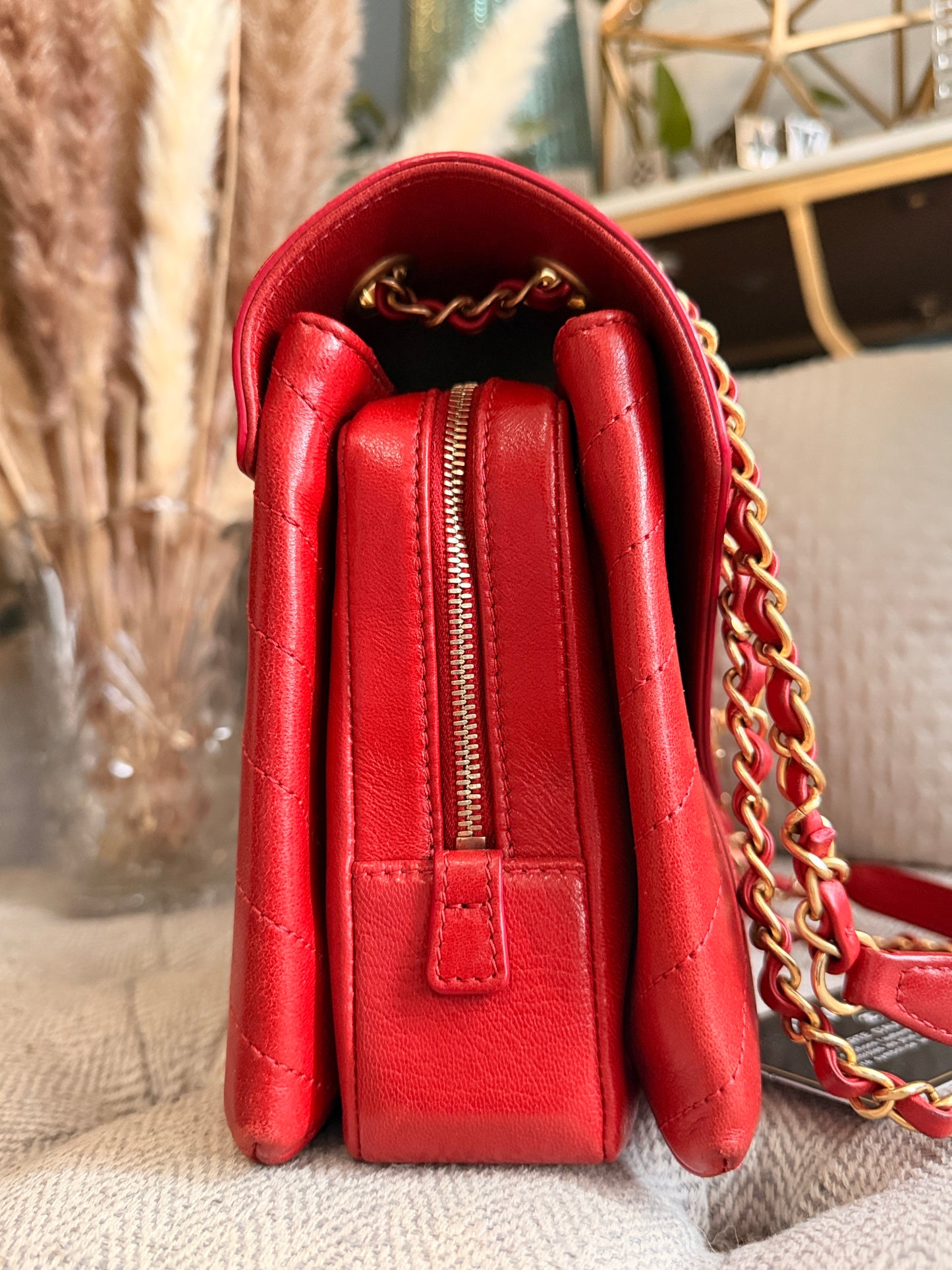 CHANEL Lambskin Chevron Stitched Envelope Flap Bag