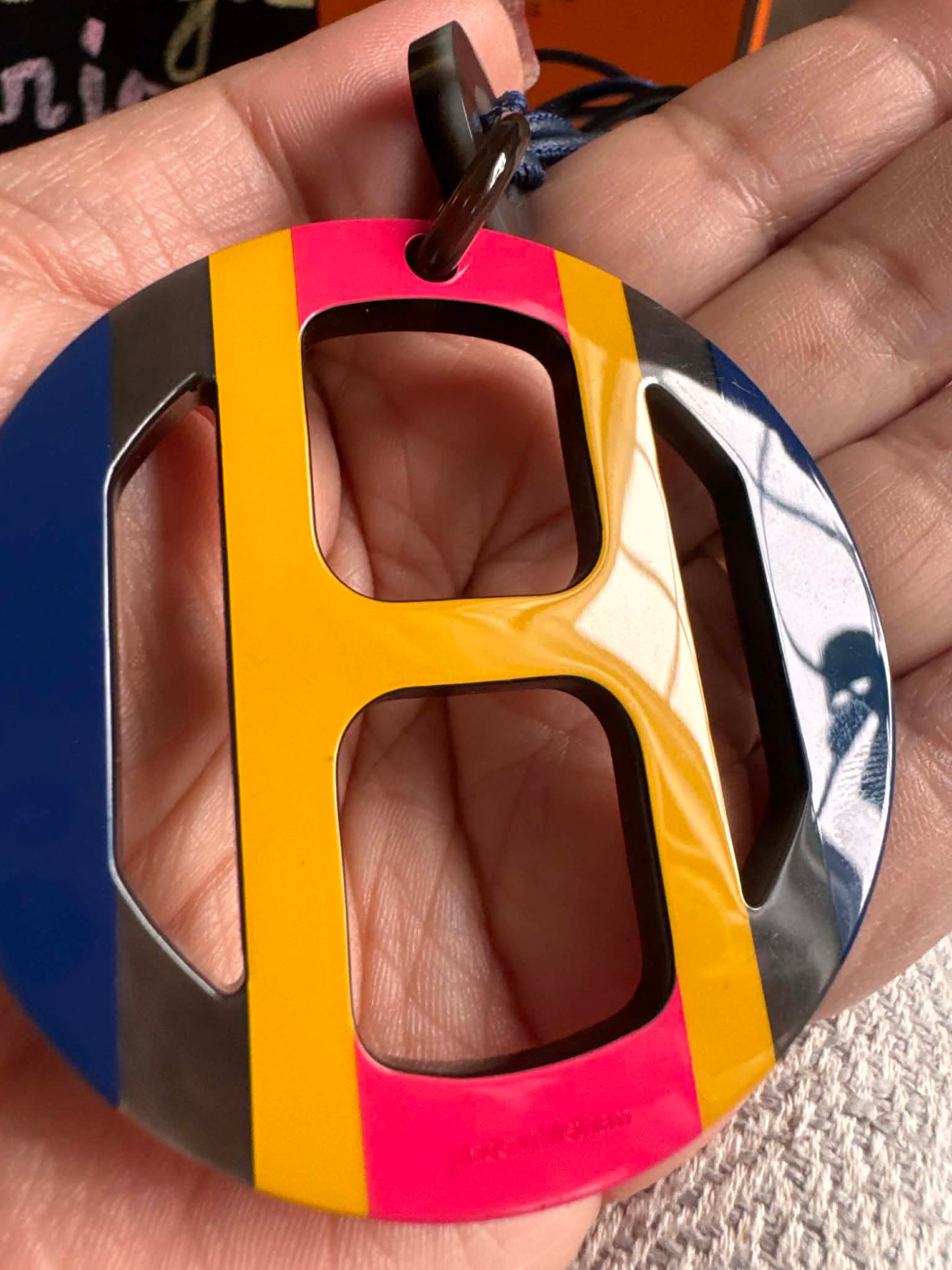 Hermès H Equipe Multiple colors Yellow Navy blue Necklace