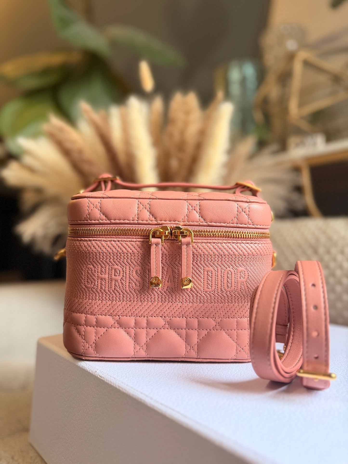 Christian Dior Lambskin Cannage Small Vanity Case