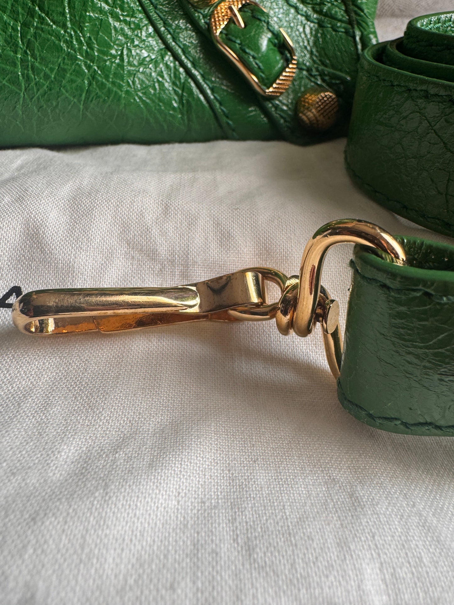 Balenciaga Mini City in Green with Gold Hardware