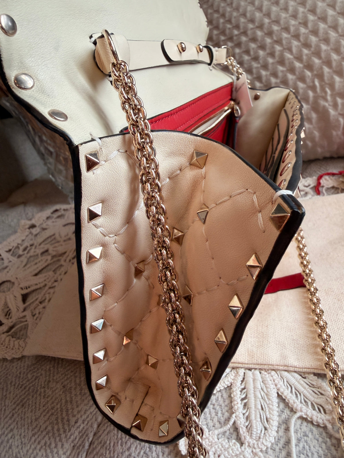 Valentino Rockstud Spike Leather Crossbody Clutch Bag