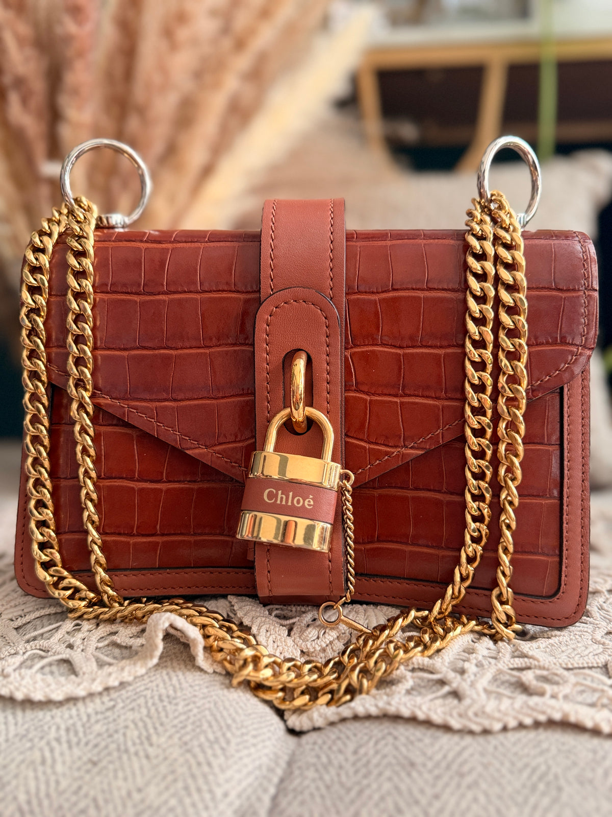 Chloe Aby Chain Bag -Croc Embossed