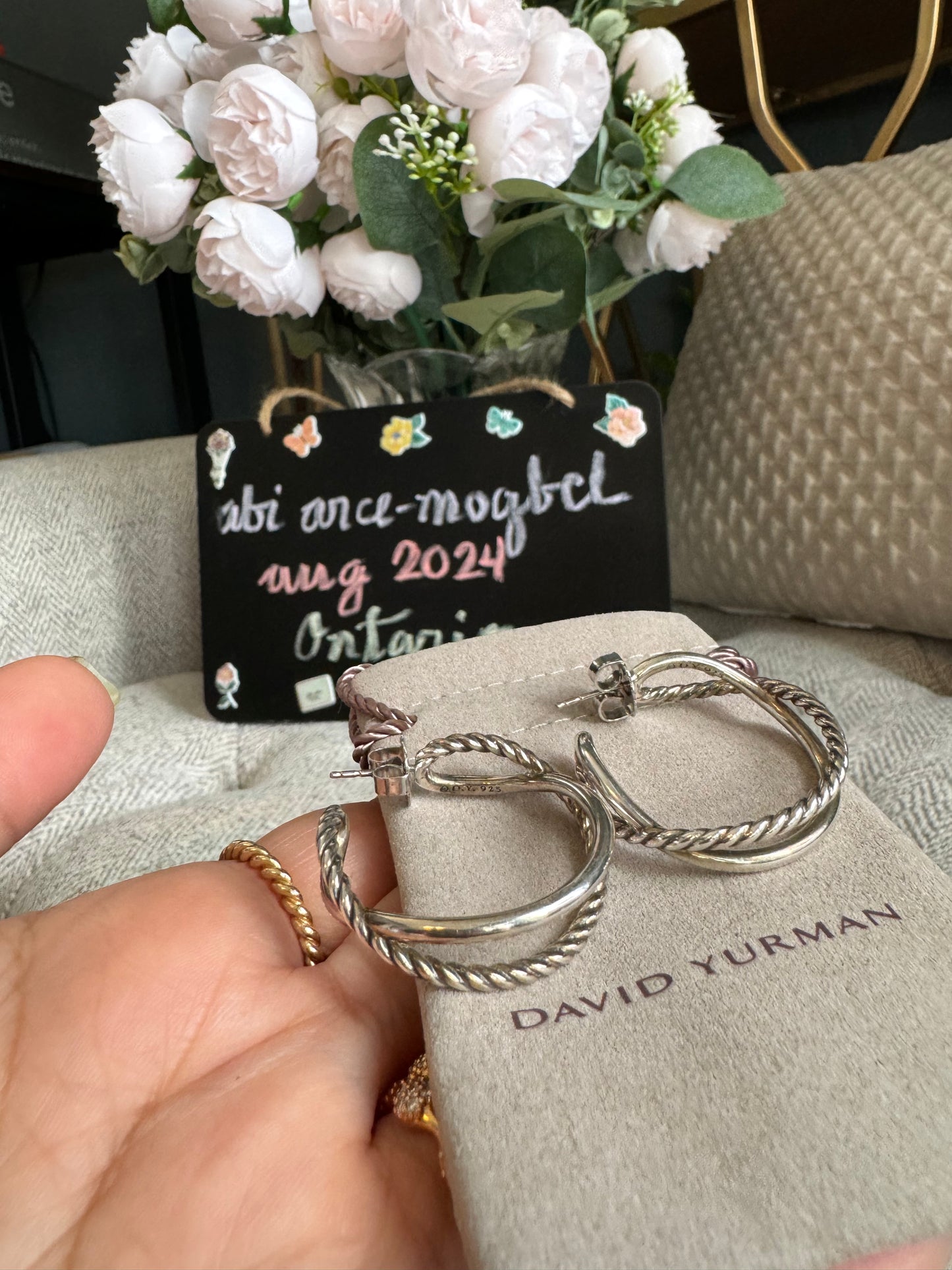 David Yurman Sterling Silver Crossover Hoop Earrings