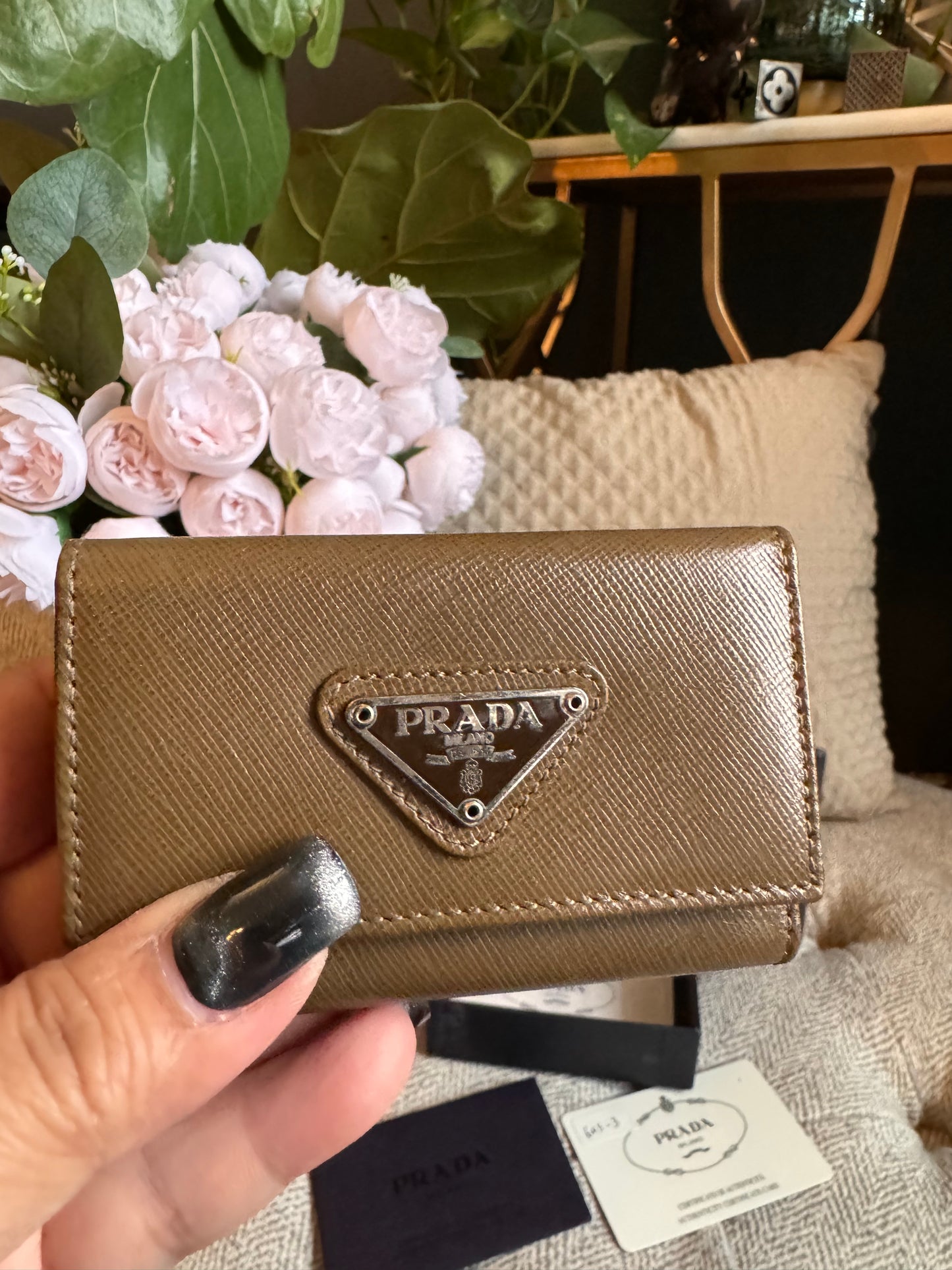 Prada Saffiano 6 Key Holder-Terra