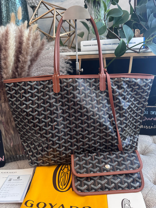 Goyard St Louis PM in Black/Natural Leather