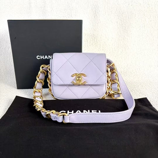 PREORDER ONLY Chanel 2021-2024 Mini Quilted Calfskin Framing Chain Flap crossbody bag