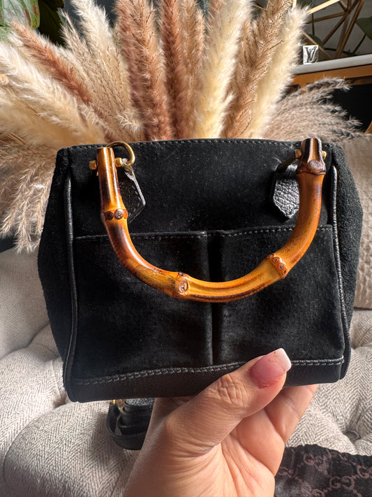 Gucci Vintage Mini Diana in Suede and Leather- with crossbody strap