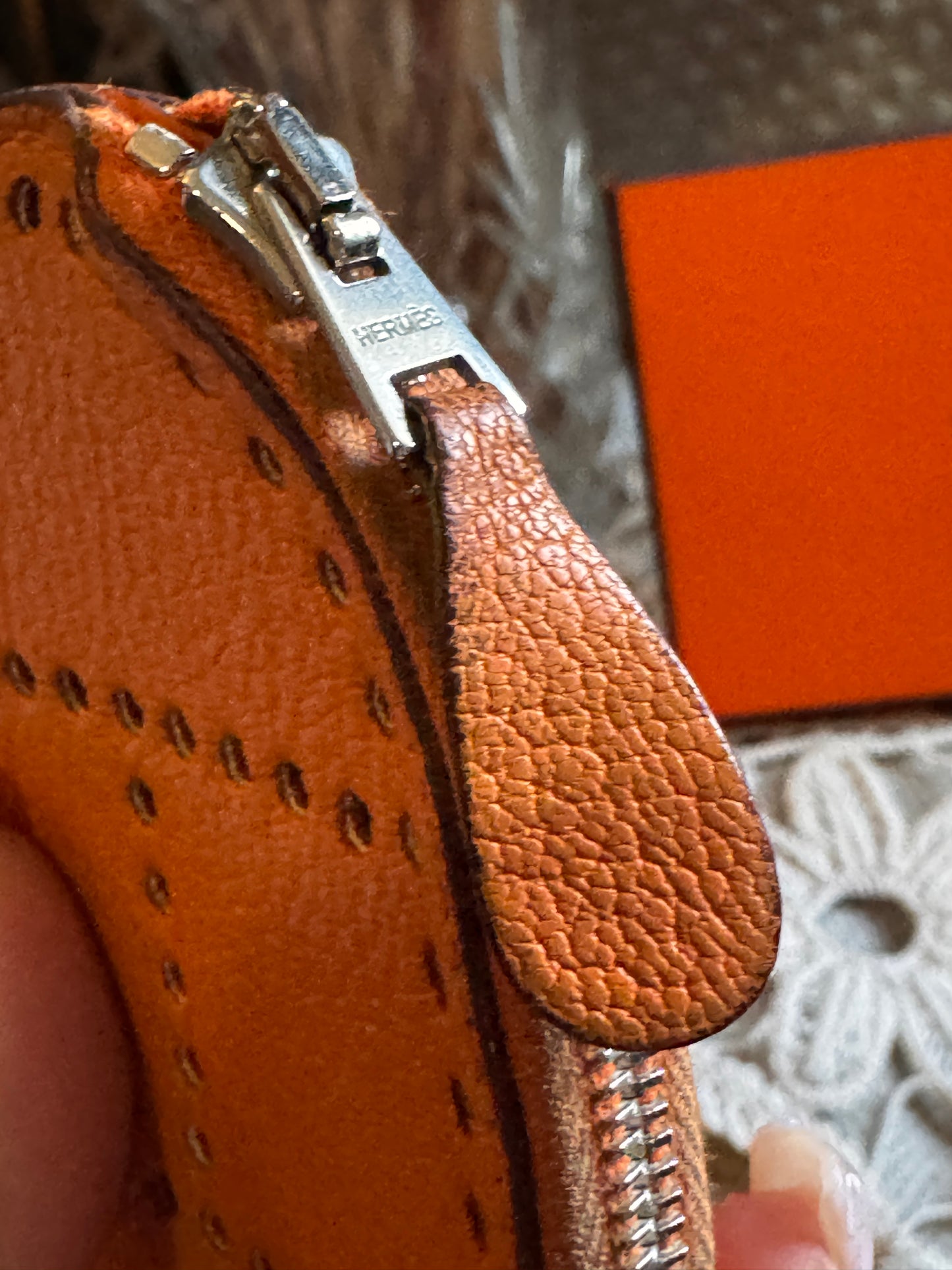 Hermès Orange Chèvre Mysore Coin Purse