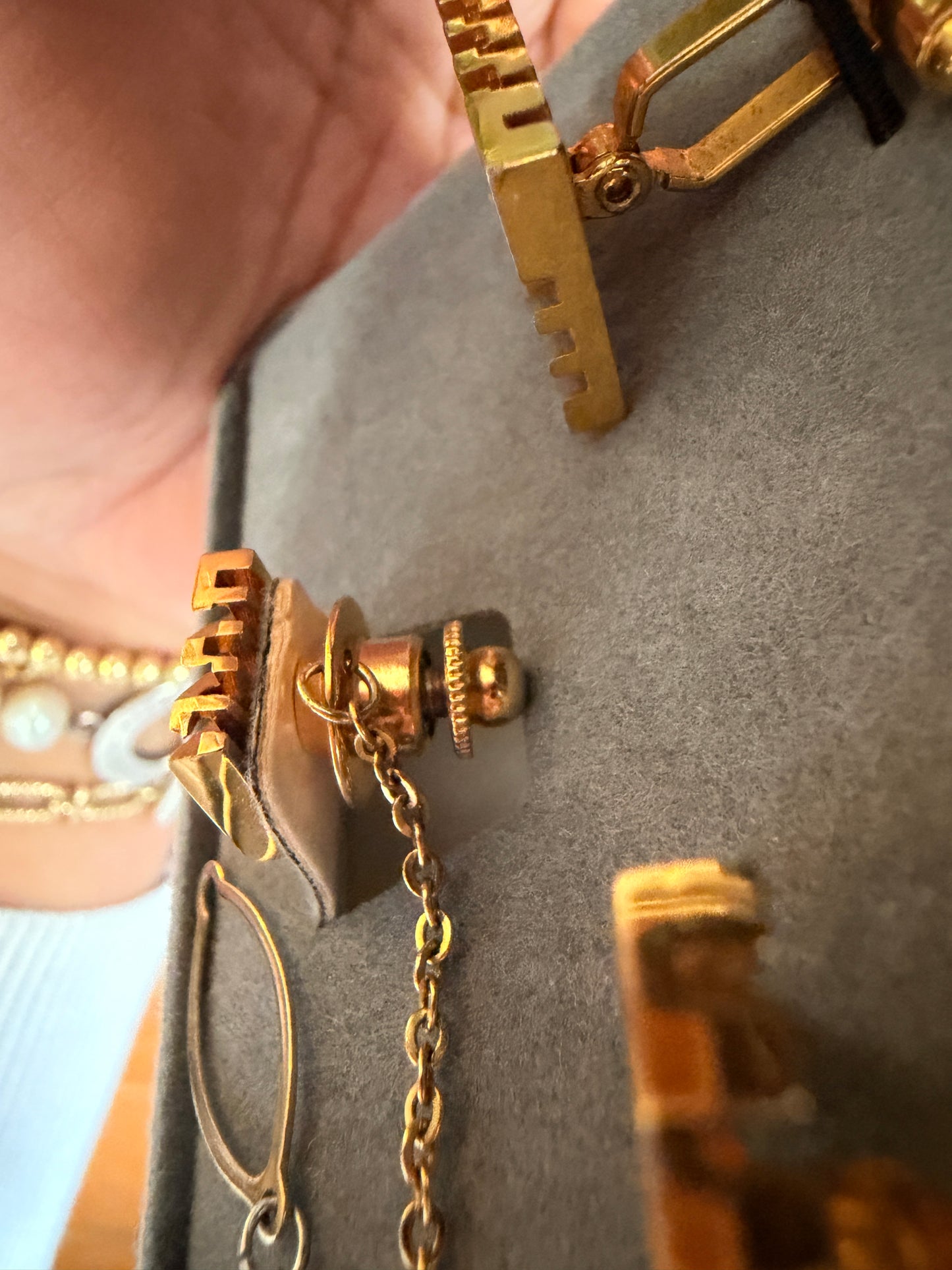 Christian Dior Vintage “Paris–New York” Cufflinks & Tie Tack Set (Gold Tone) | Dior Box Included