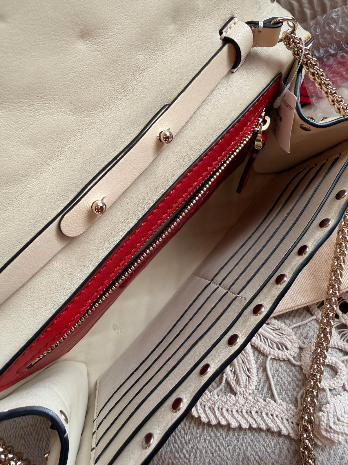 Valentino Rockstud Spike Leather Crossbody Clutch Bag