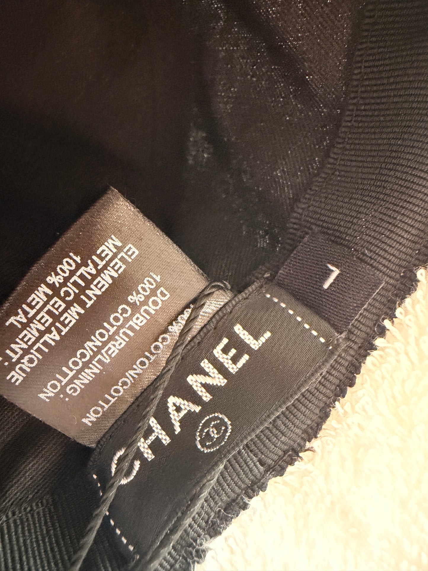 CHANEL 2021 White Terry Cloth CC Bucket Hat Size L