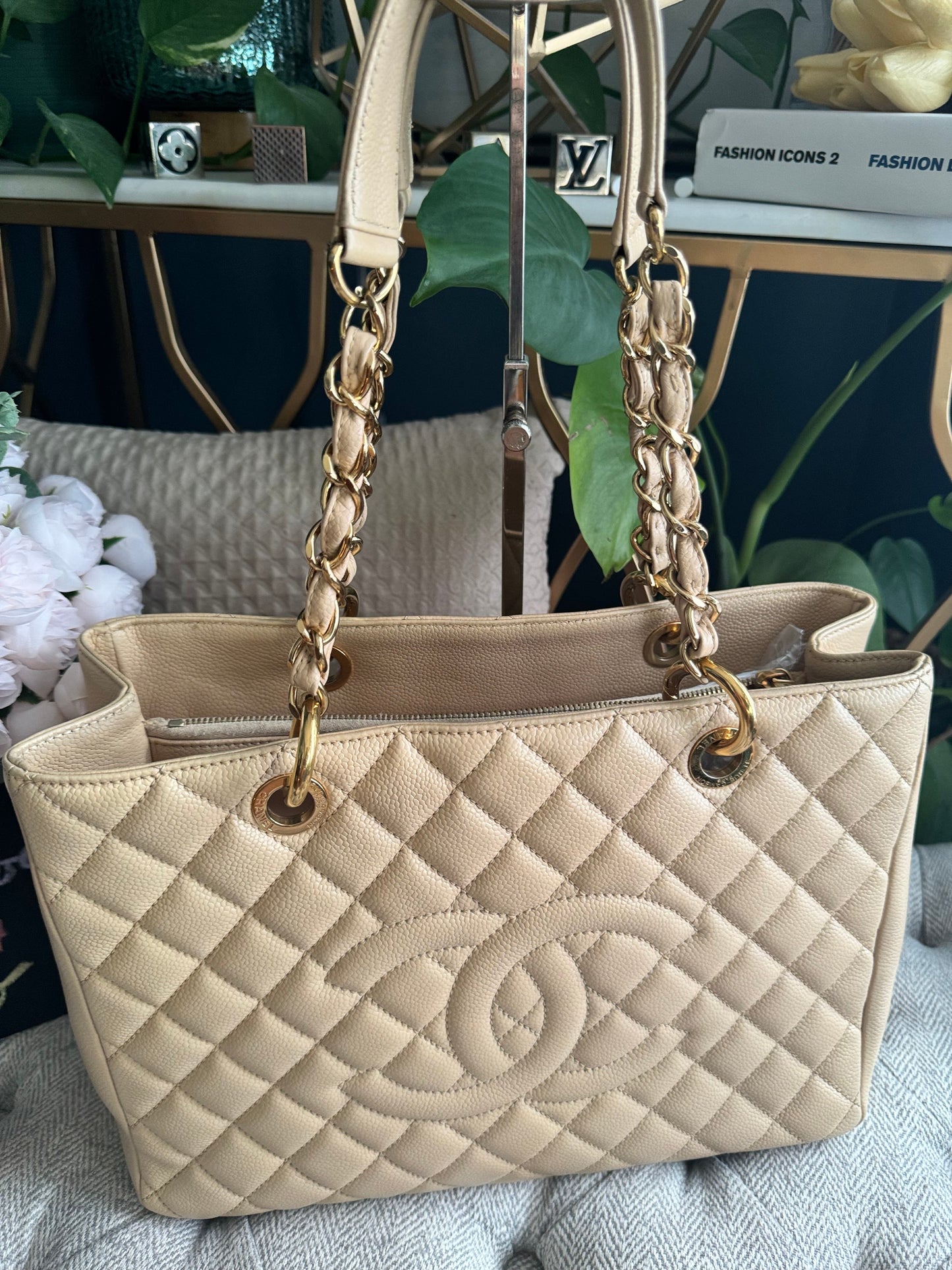 Chanel GST in Beige Caviar with Gold Hardware