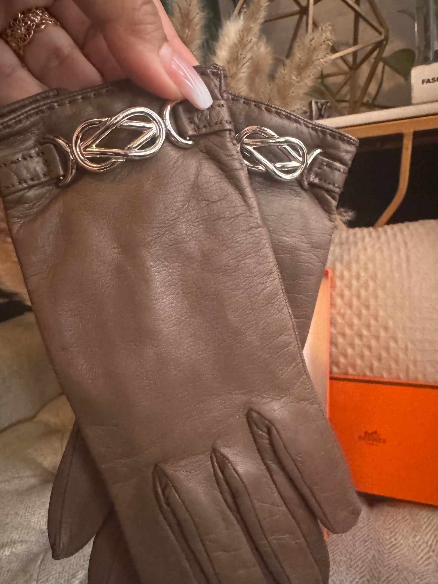 Hermes Fantaisie Leather Gloves