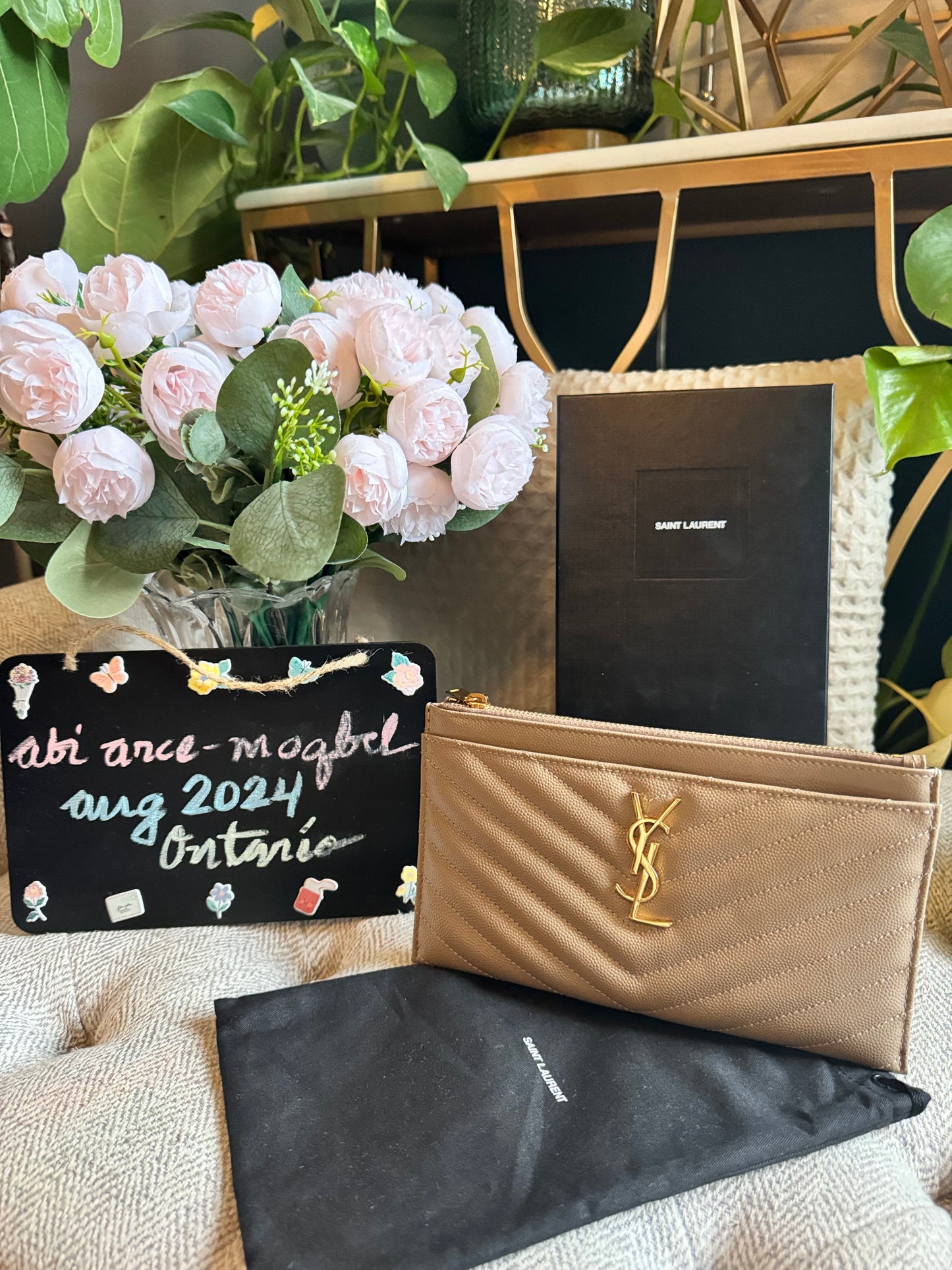 YSL Beige Bill Pouch