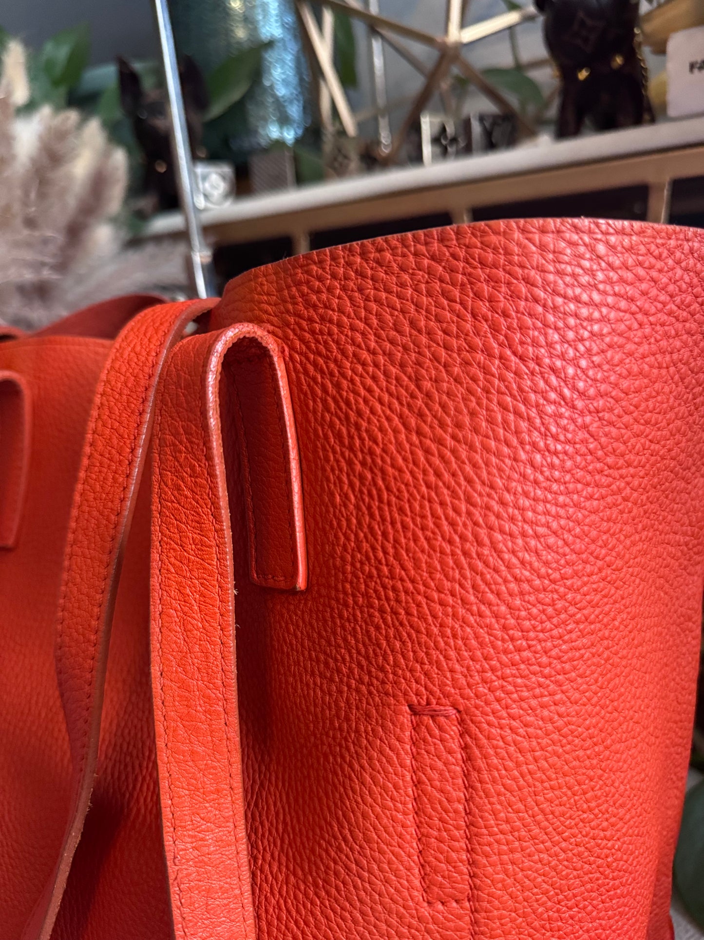 Prada Pebbled Leather Orange Tote