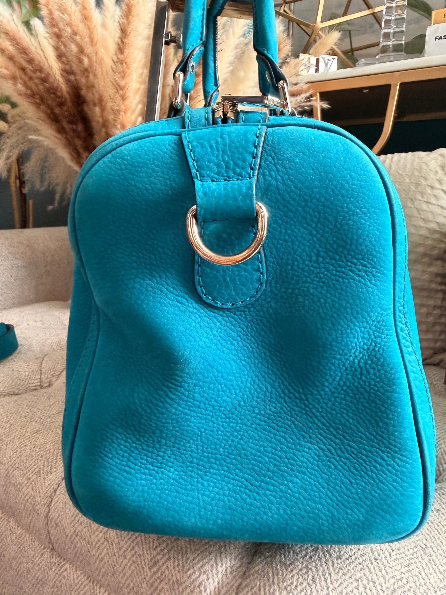 Gucci Nubuck Boston Bag with Adjustable Crossbody Strap