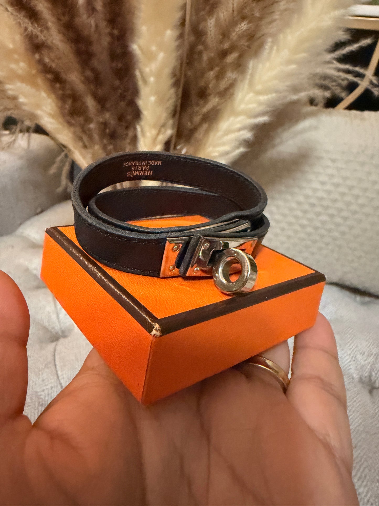 Hermès Kelly Double Tour Bracelet in Silver Hardware