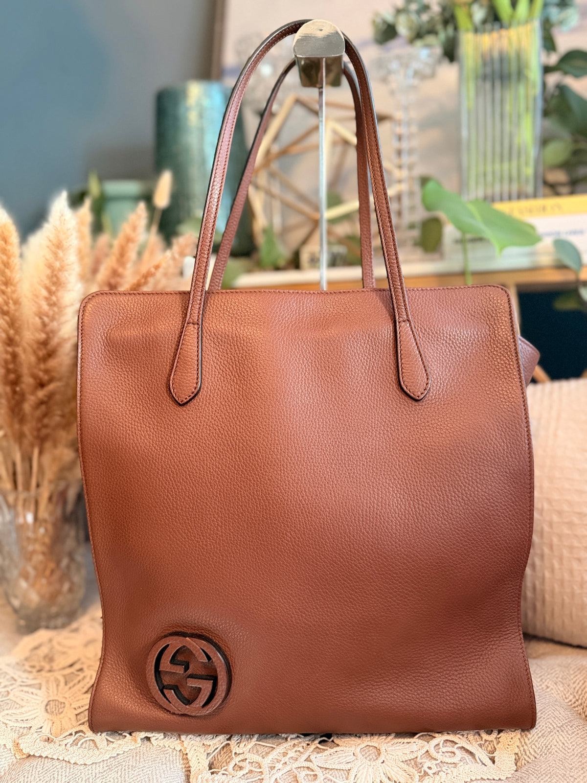 Gucci Leather Interlocking GG Tote