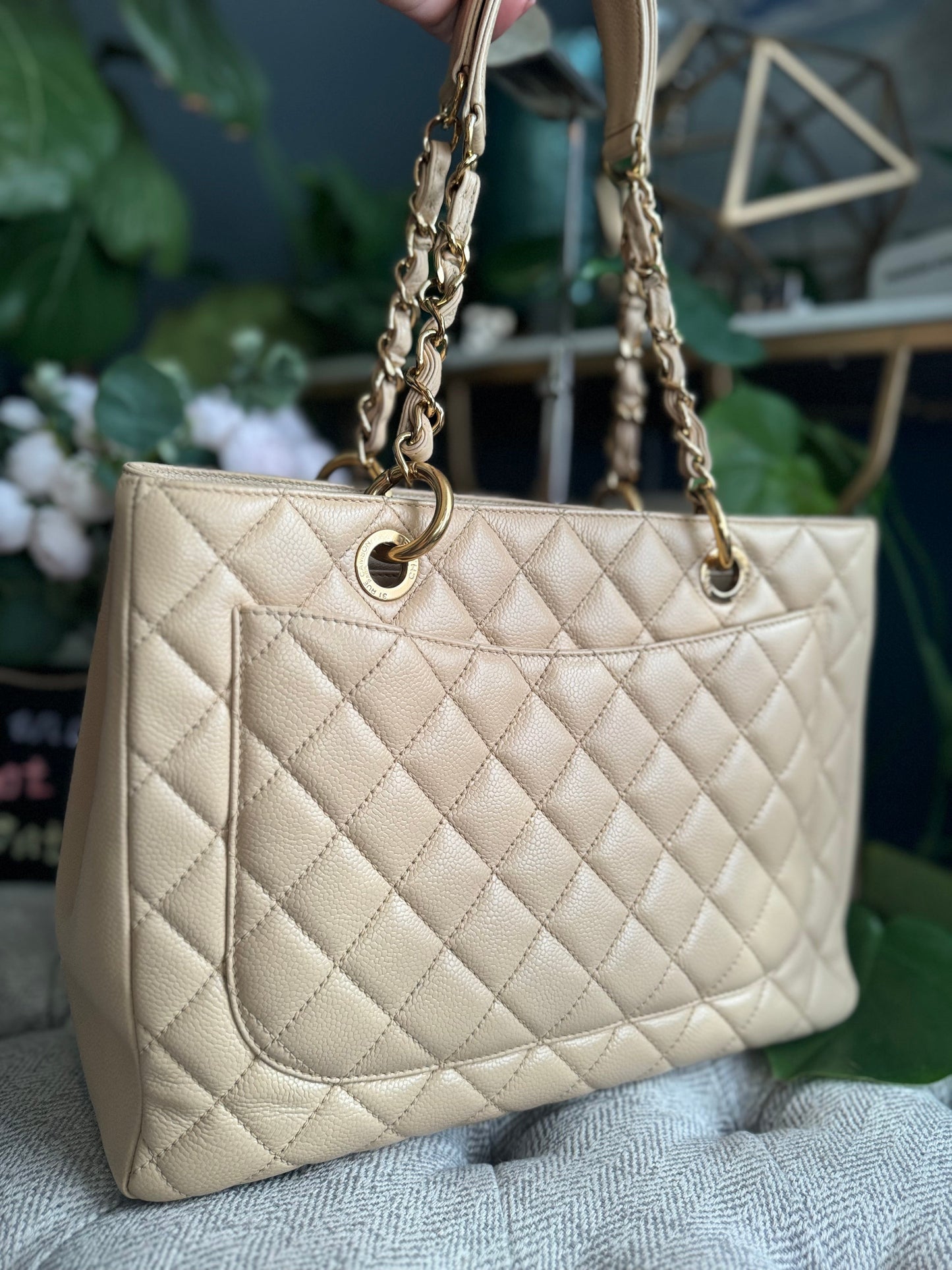 Chanel GST in Beige Caviar with Gold Hardware