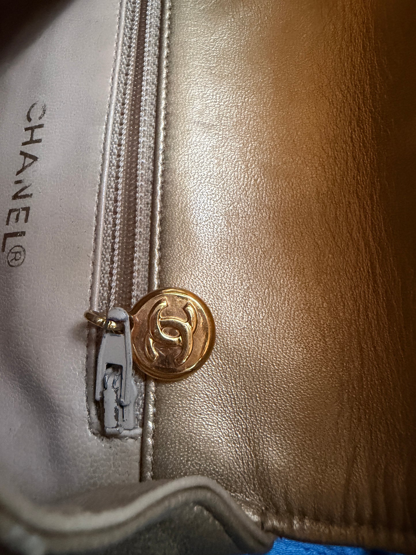 Chanel Metallic Lambskin Quilted Mini Flap in Gold