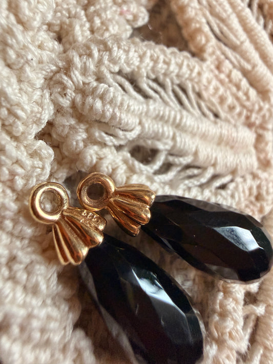 NEW💕 Pandora 14k Yellow Gold Onyx Compose earrings 250434ON