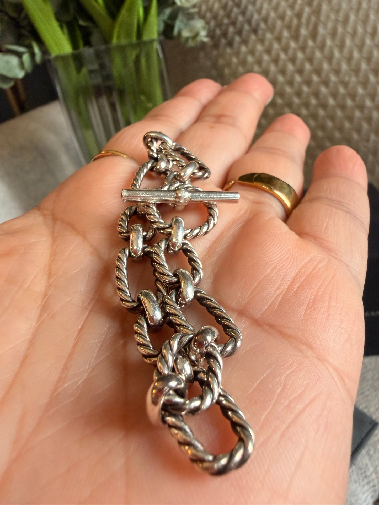 David Yurman Cushion Chain Toggle bracelet with Sapphires