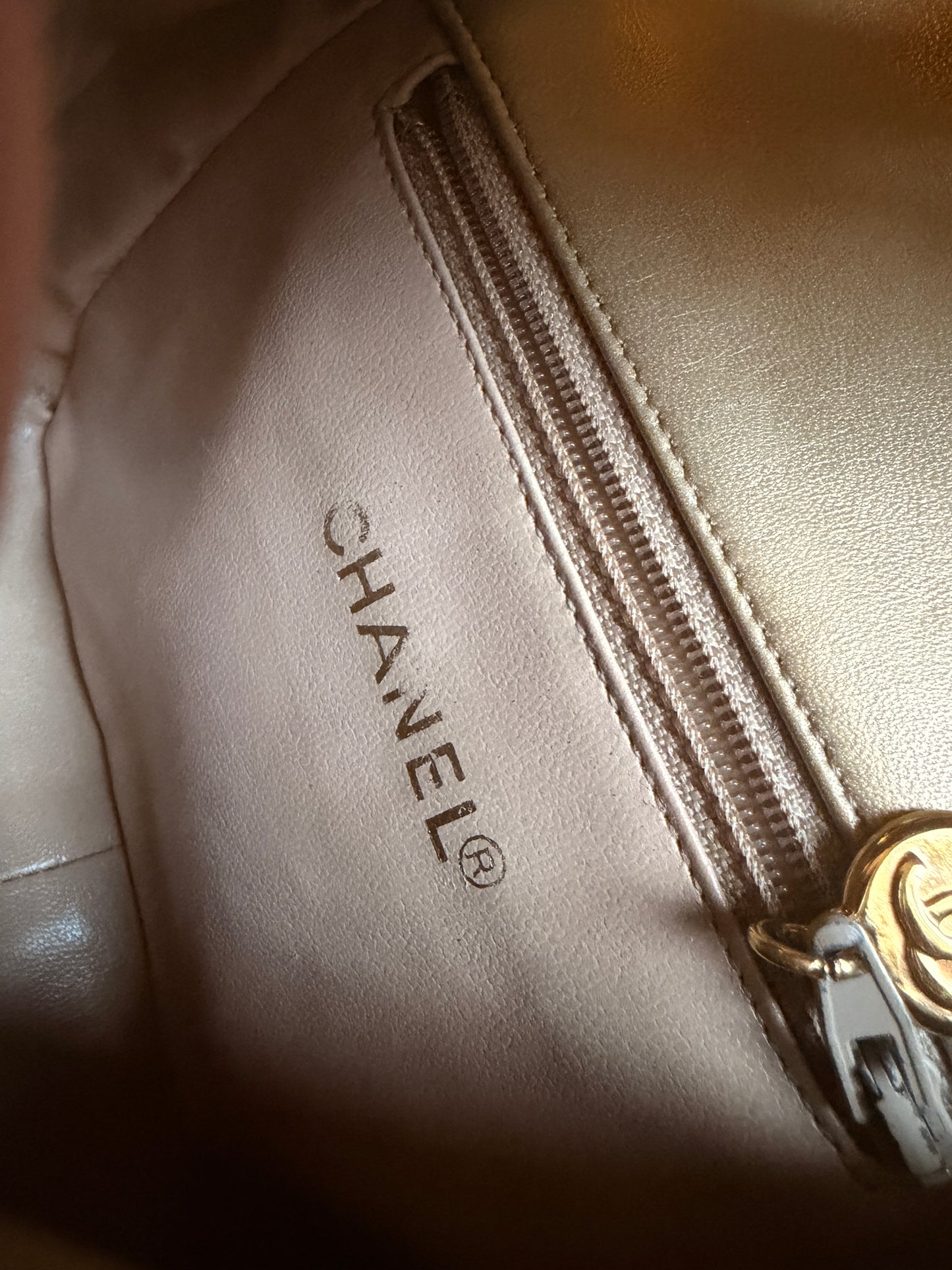 Chanel Metallic Lambskin Quilted Mini Flap in Gold