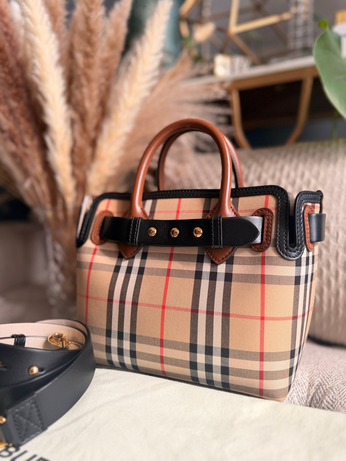 BURBERRY Mini Vintage Check Triple Stud Belt Bag