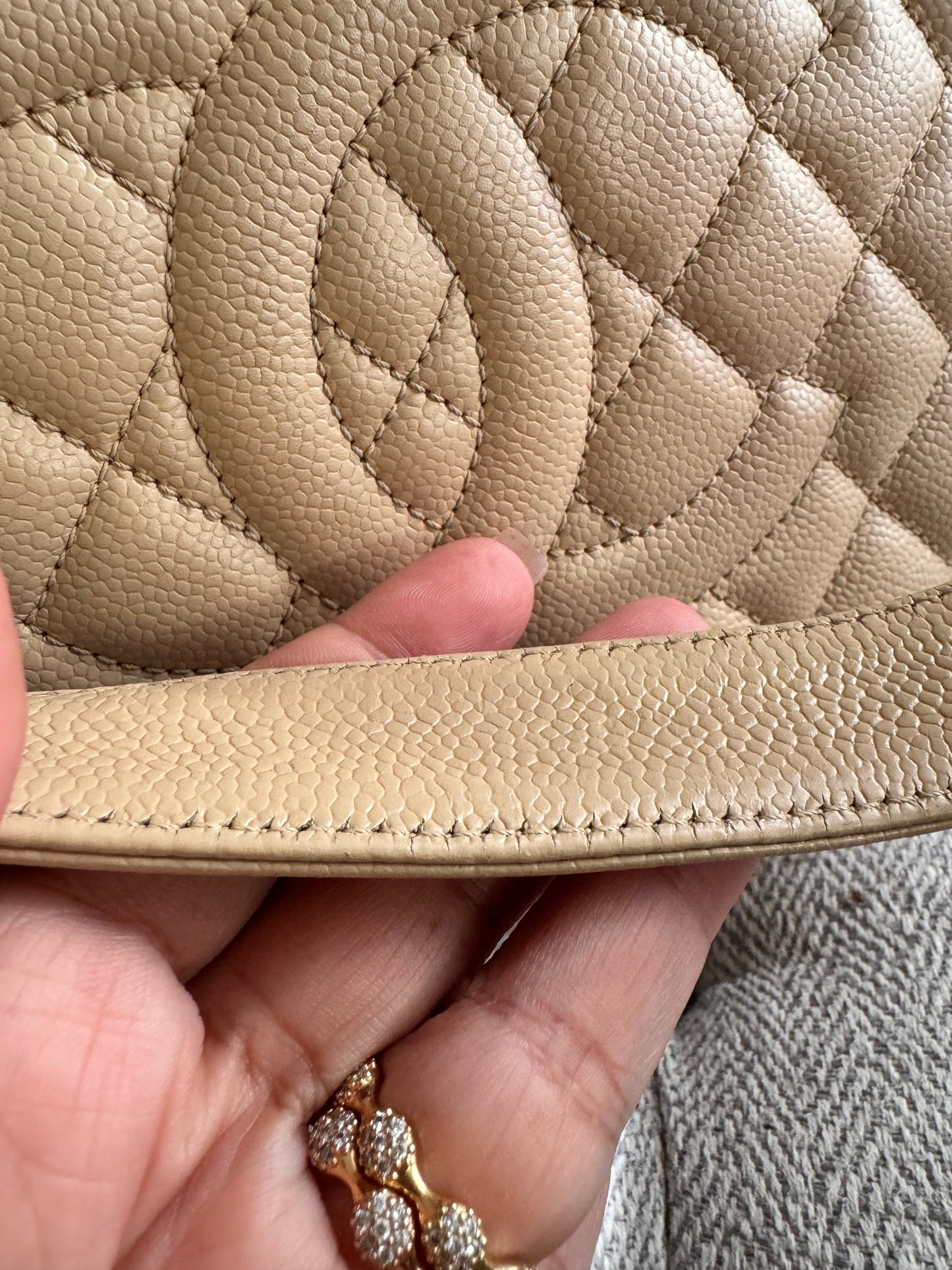 Chanel GST in Beige Caviar with Gold Hardware