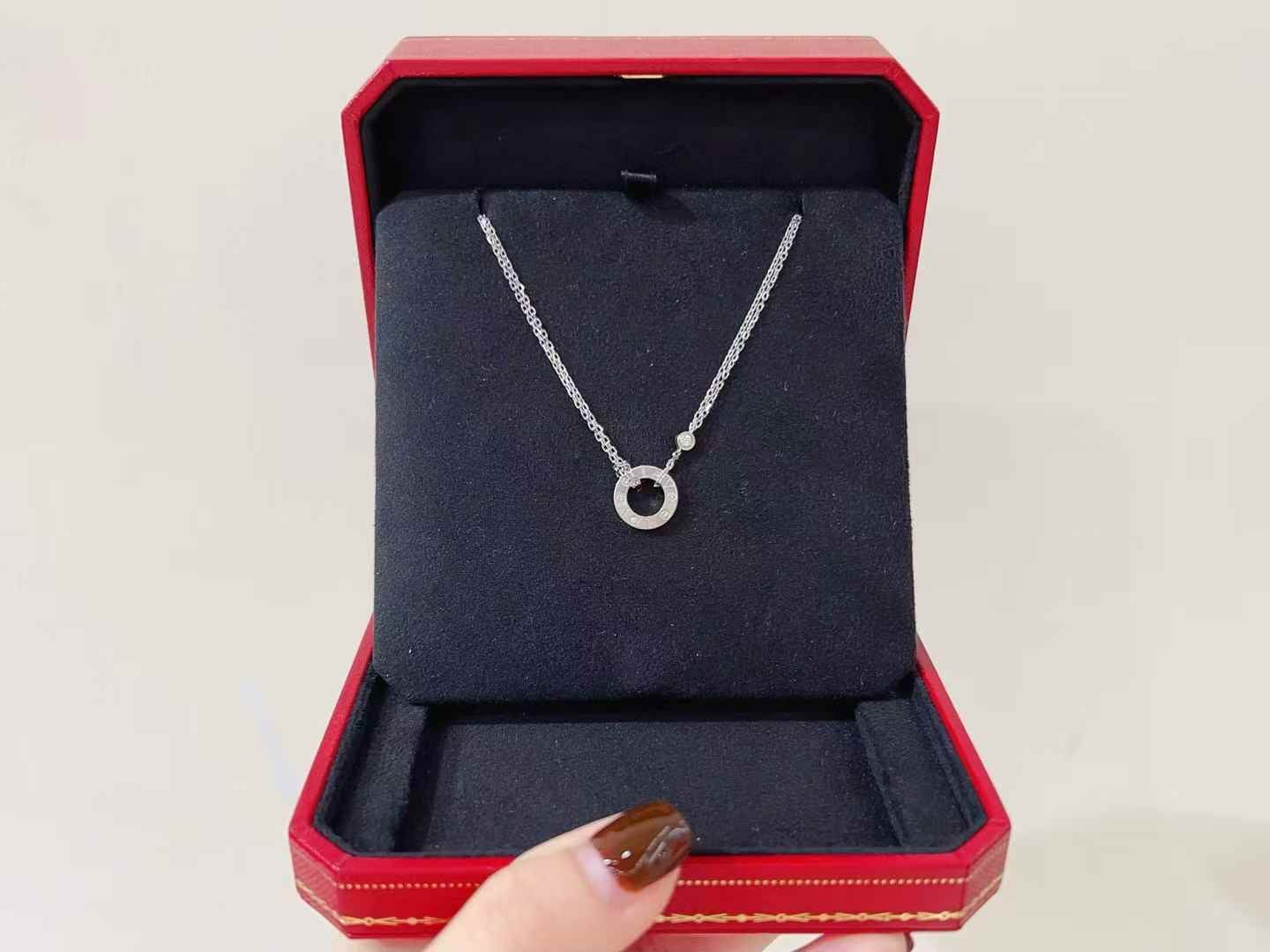 For PRE-ORDER ONLY-Cartier Love Pendant with two diamonds on a double chain