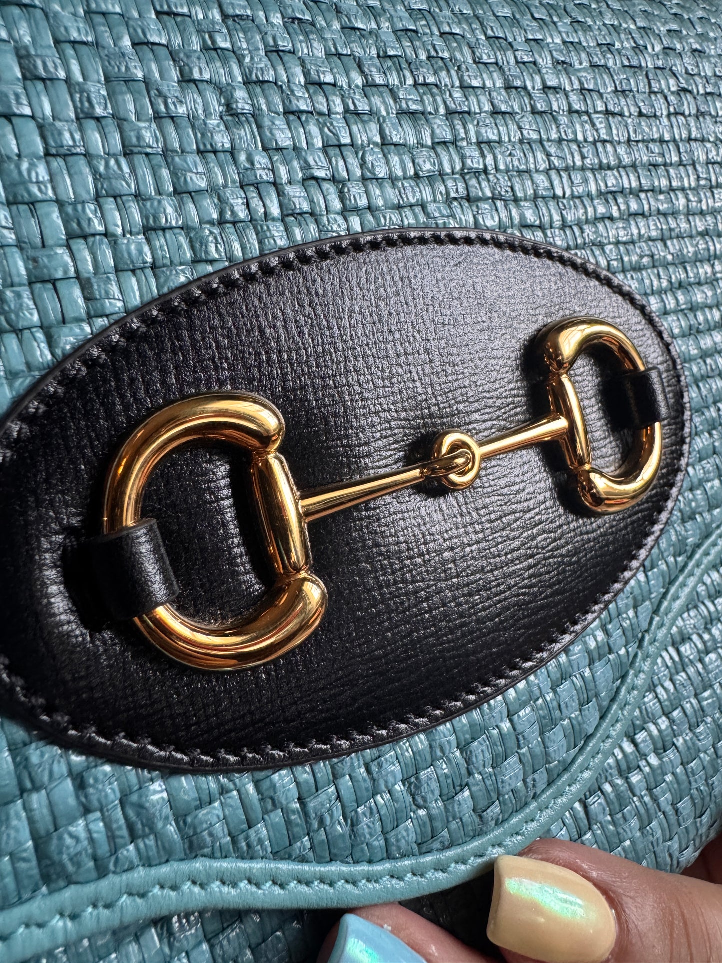 Gucci Horsebit 1955 Raffia Chain Bag