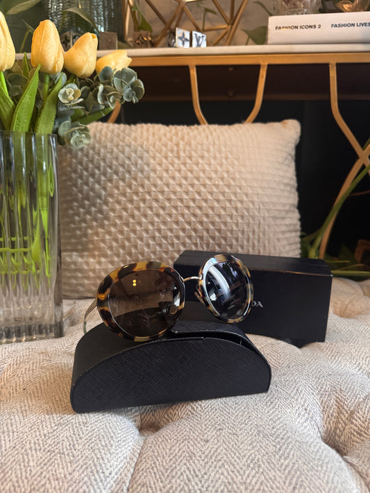 Prada Cinema Round in Leopard Frame and mint green accents