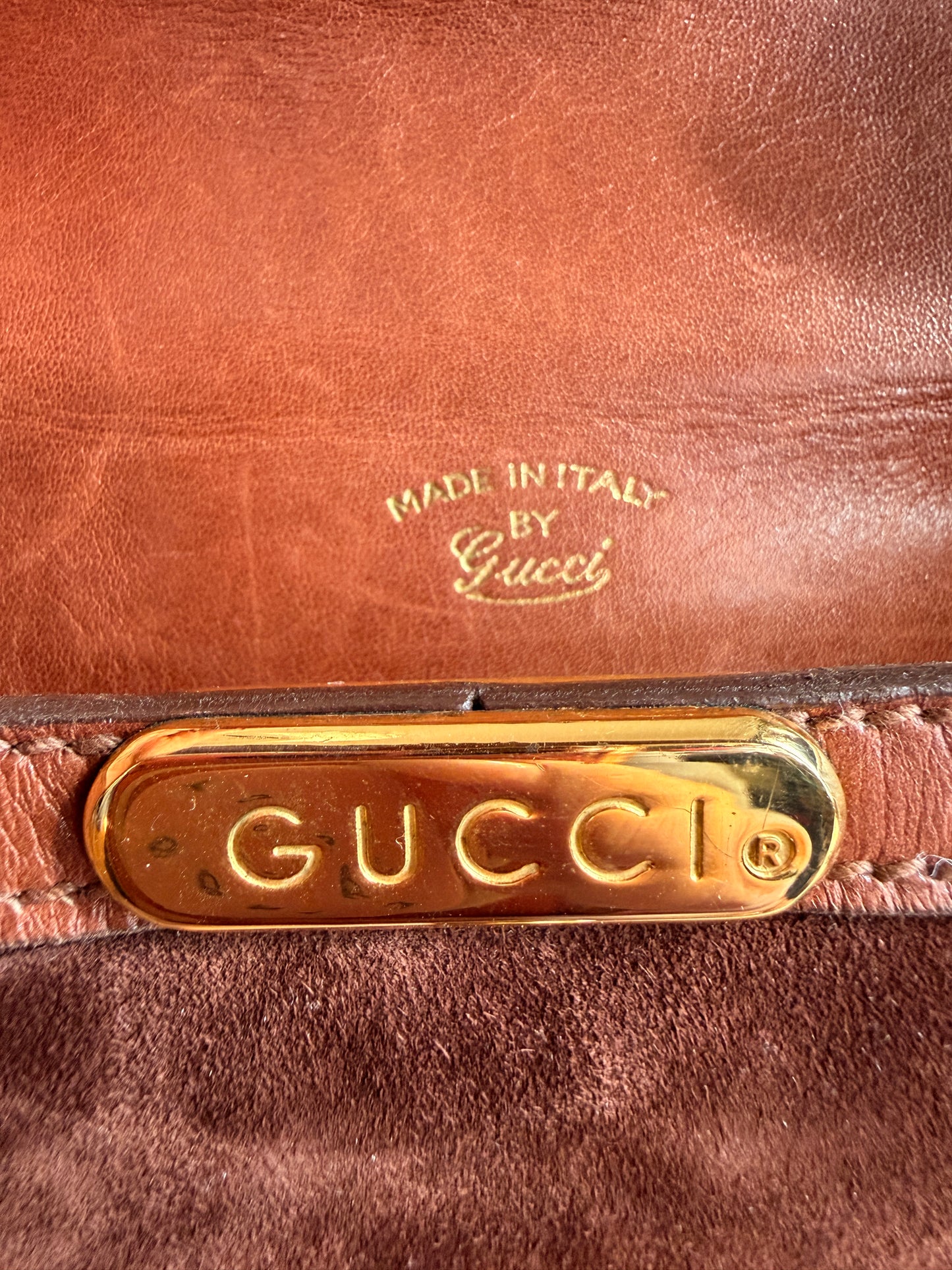 Vintage 70's GUCCI GG Monogram Flip Lock Brown Leather and Suede Hobo