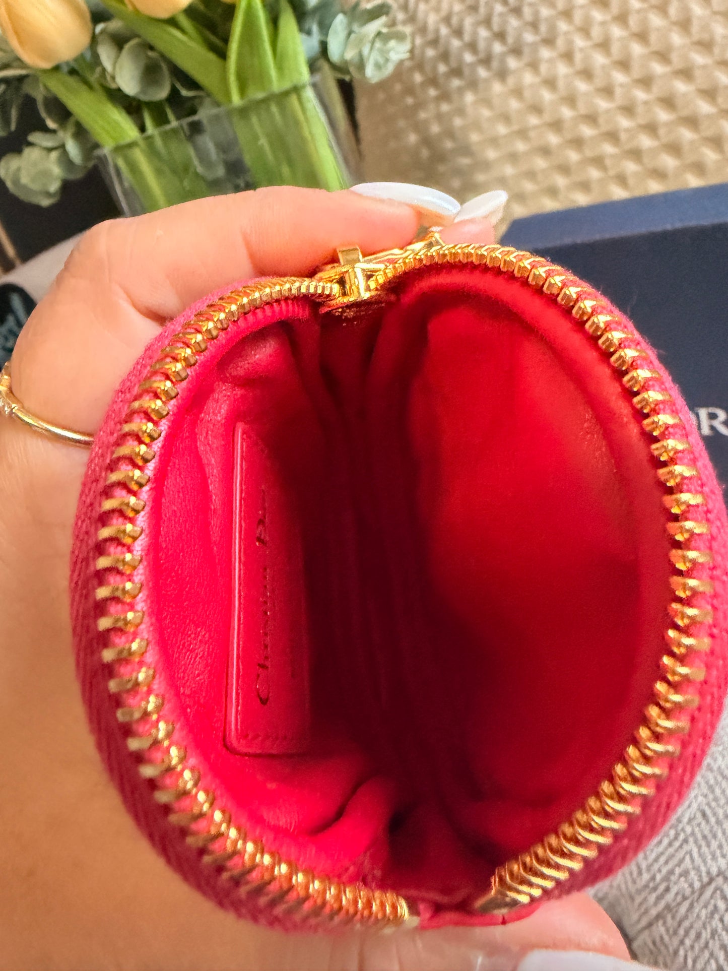 CHRISTIAN DIOR
Red Cannage Quilted Leather Mini Caro Coin Purse