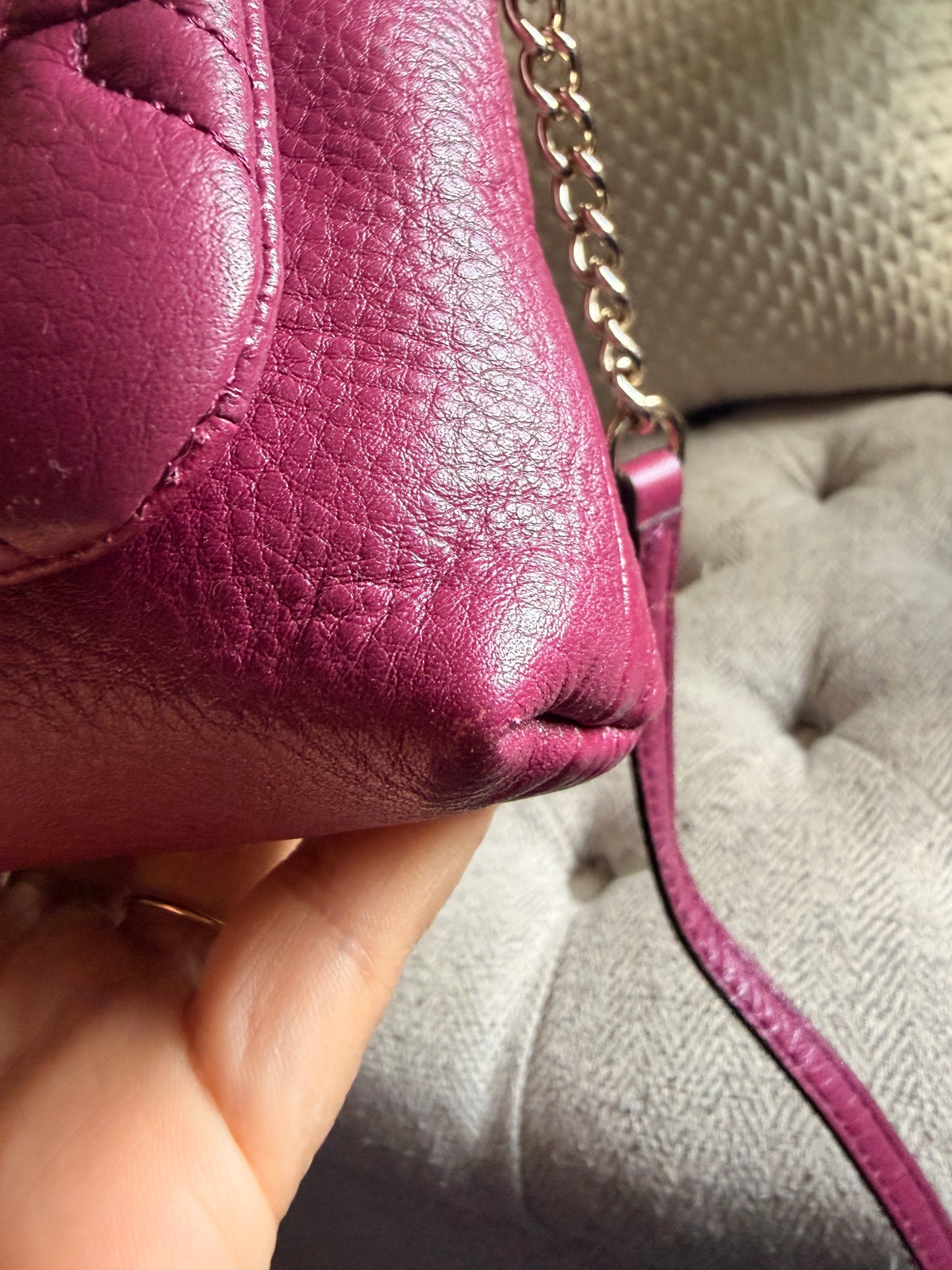 Kate Spade Quilted Leather Crossbody in Plum with Gold Hardware
