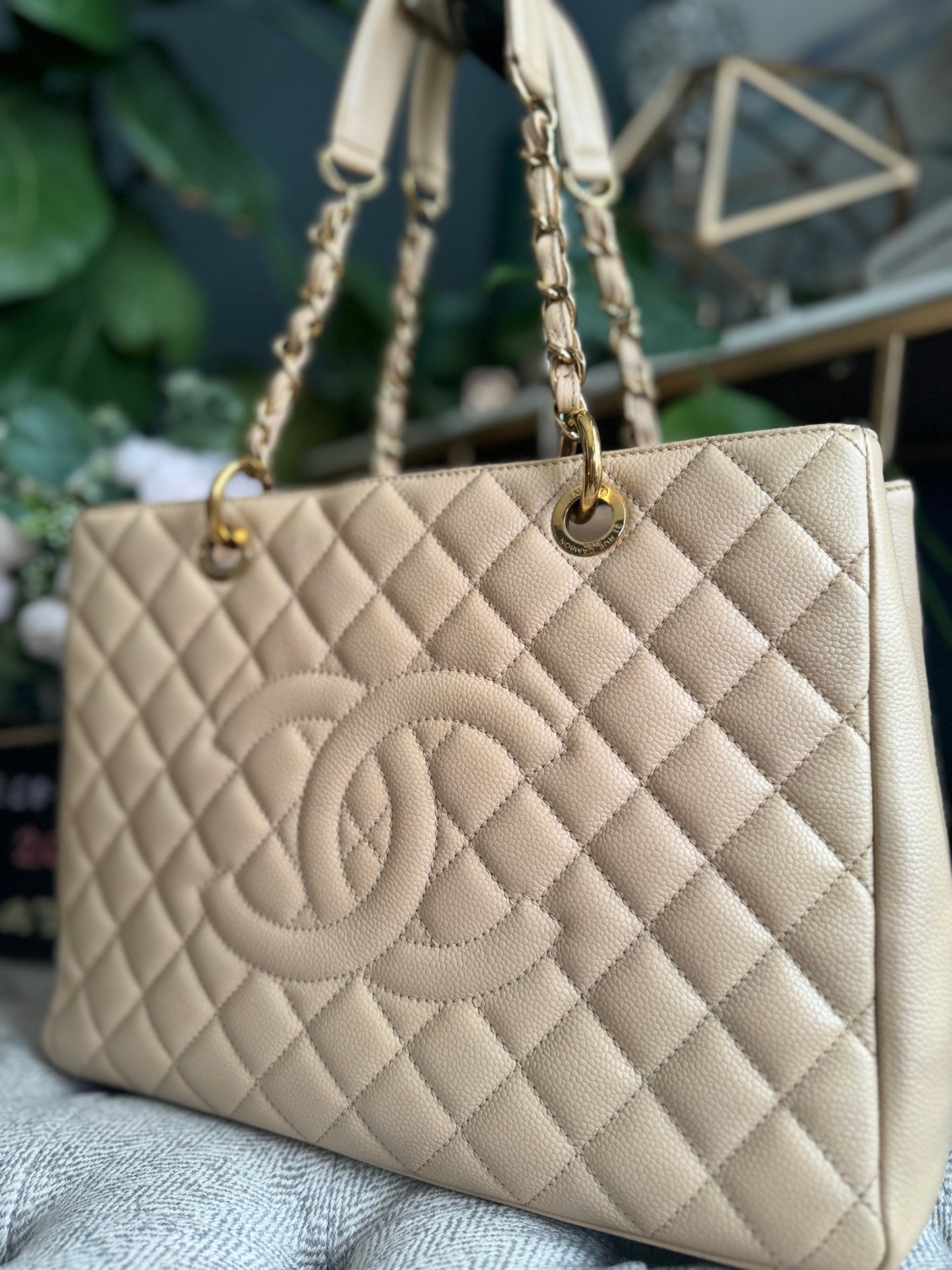 Chanel GST in Beige Caviar with Gold Hardware