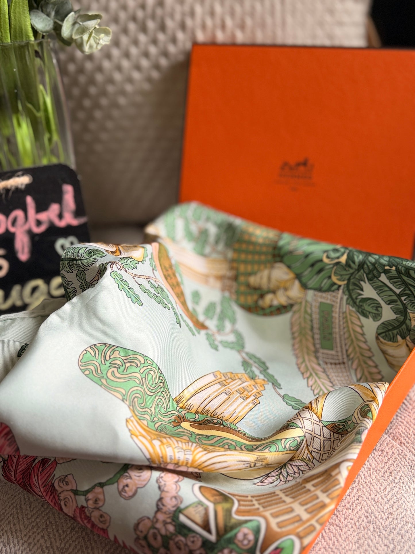 Hermes Multicolor Carré 90 silk handkerchief circa 90's Collection.