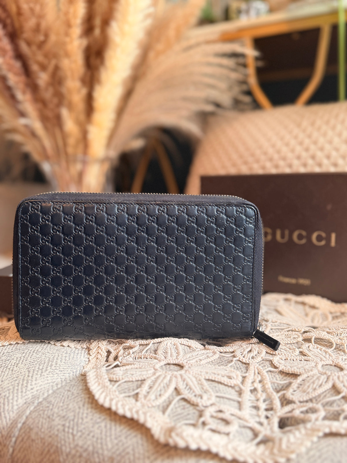 GUCCI
Blue Micro Guccissima Leather Long Zippy Organizer Wallet
