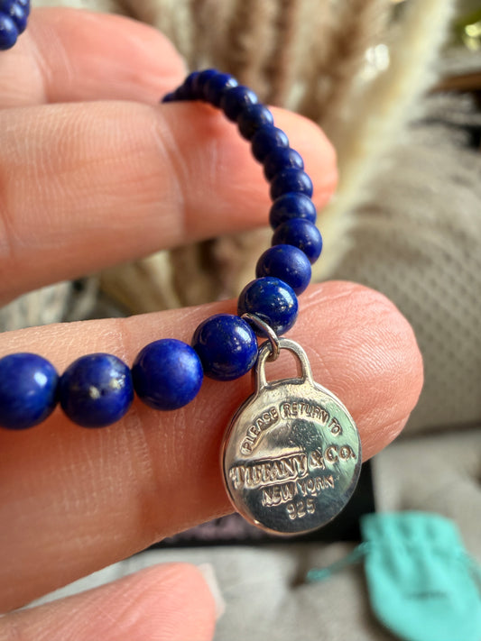 Tiffany&Co RETIRED Lapis Lazuli Return to Tiffany 4mm bead bracelet. HTF!