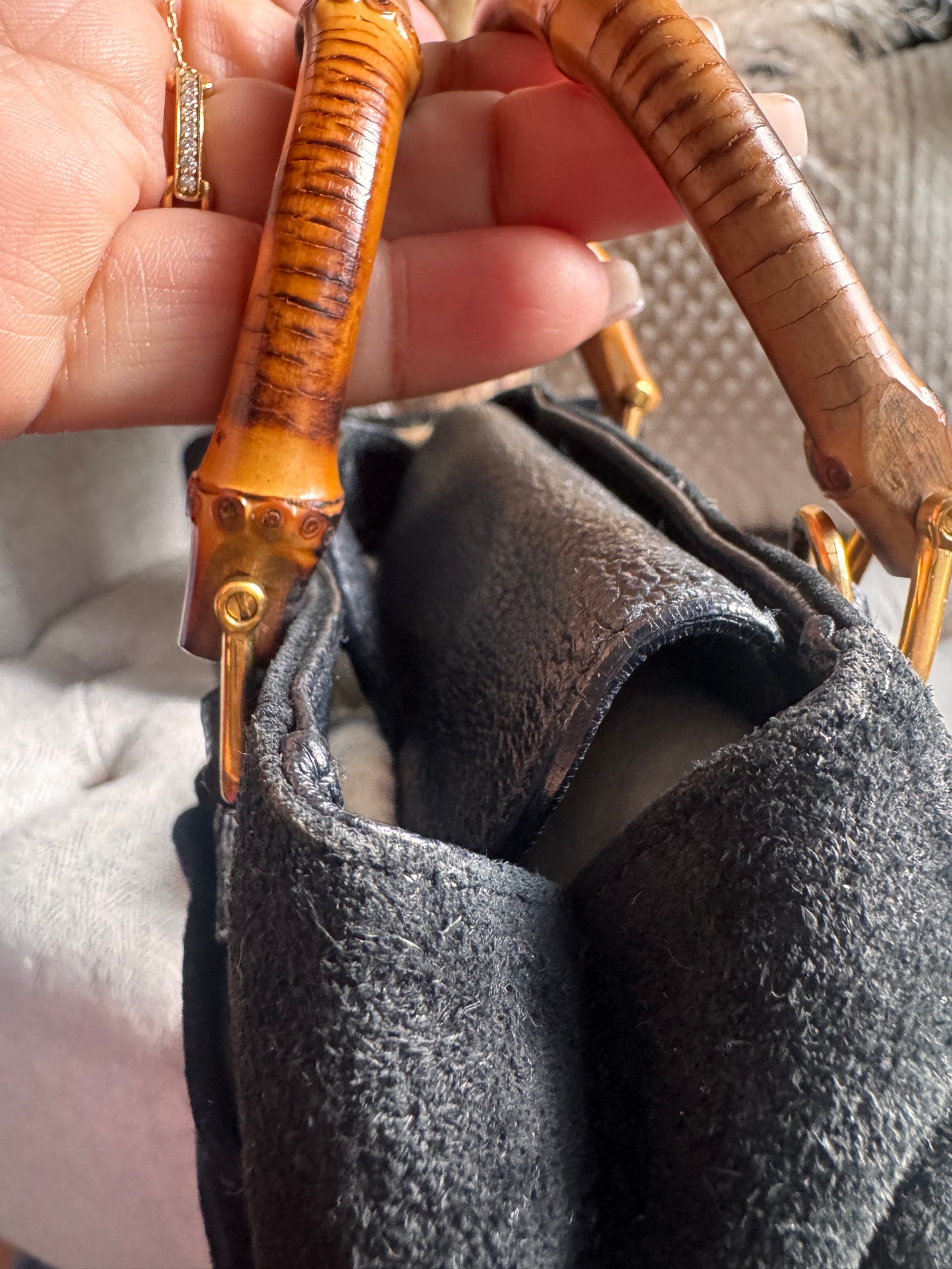 Gucci Vintage Mini Diana in Suede and Leather- with crossbody strap