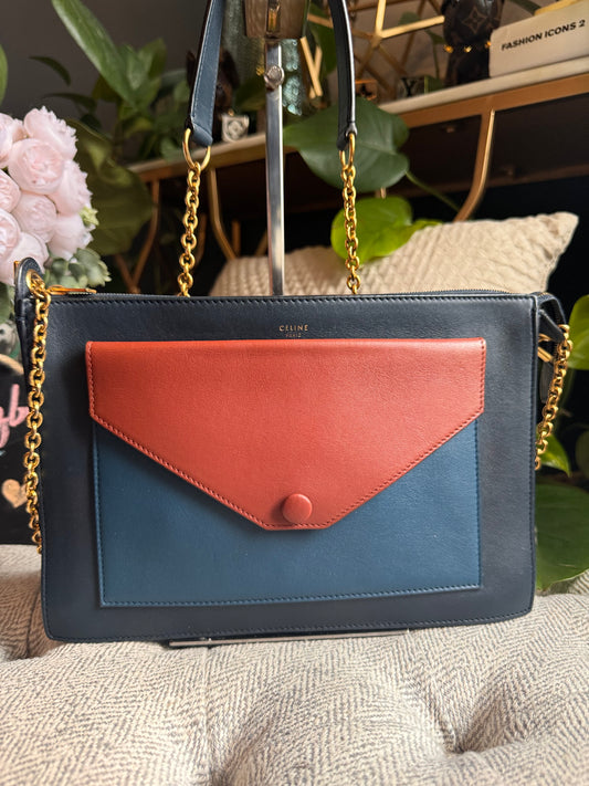 Celine Tricolour Pocket Envelope on Chain