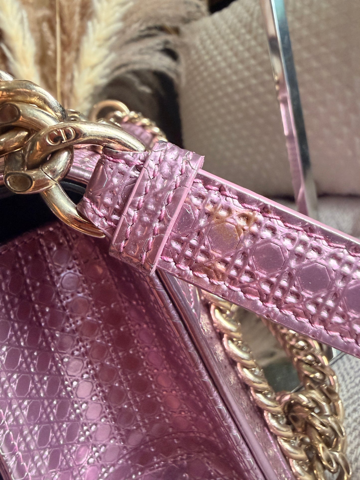Christian Dior Diorama in Small-Metallic Pink