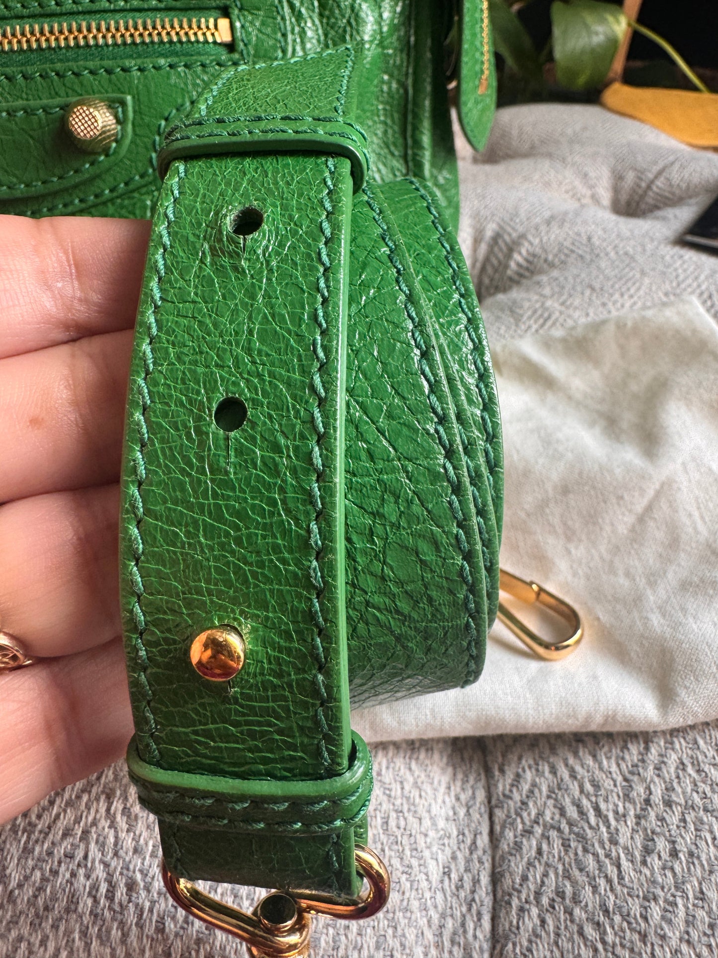 Balenciaga Mini City in Green with Gold Hardware