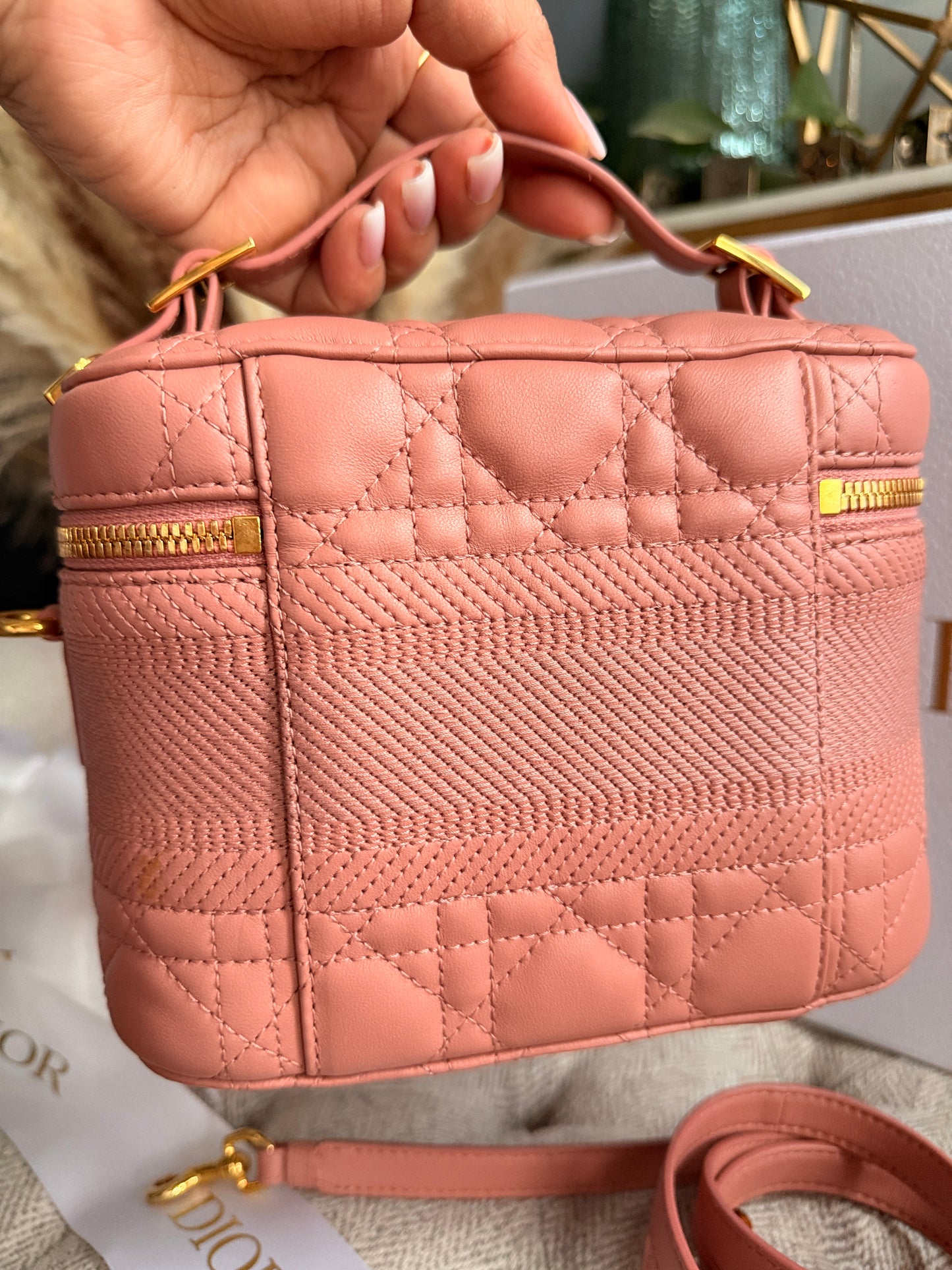 Christian Dior Lambskin Cannage Small Vanity Case