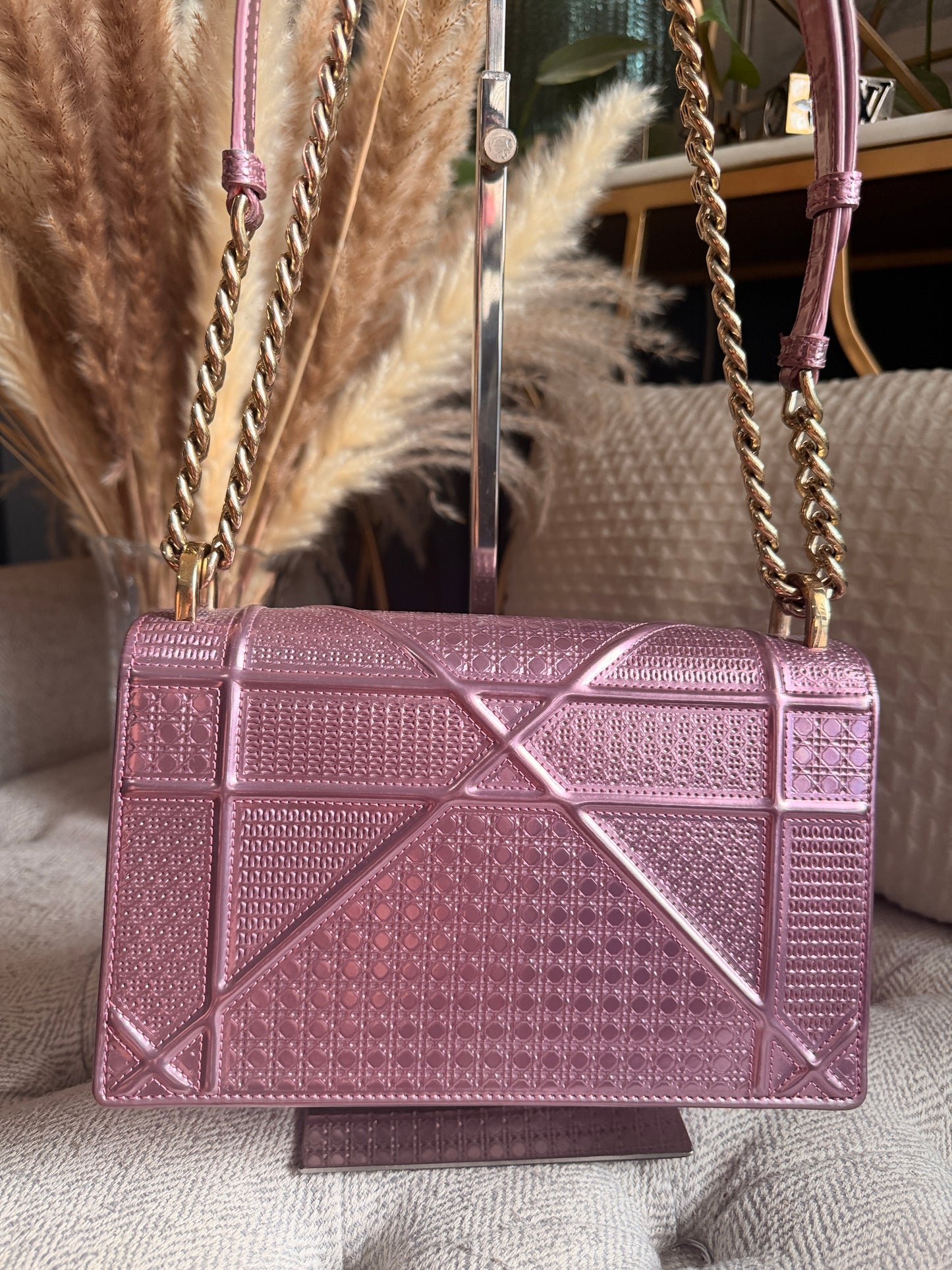 Christian Dior Diorama in Small-Metallic Pink