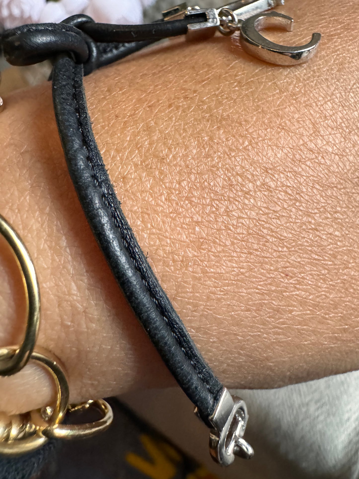 Dior Palladium Plated and leather bow bracelet