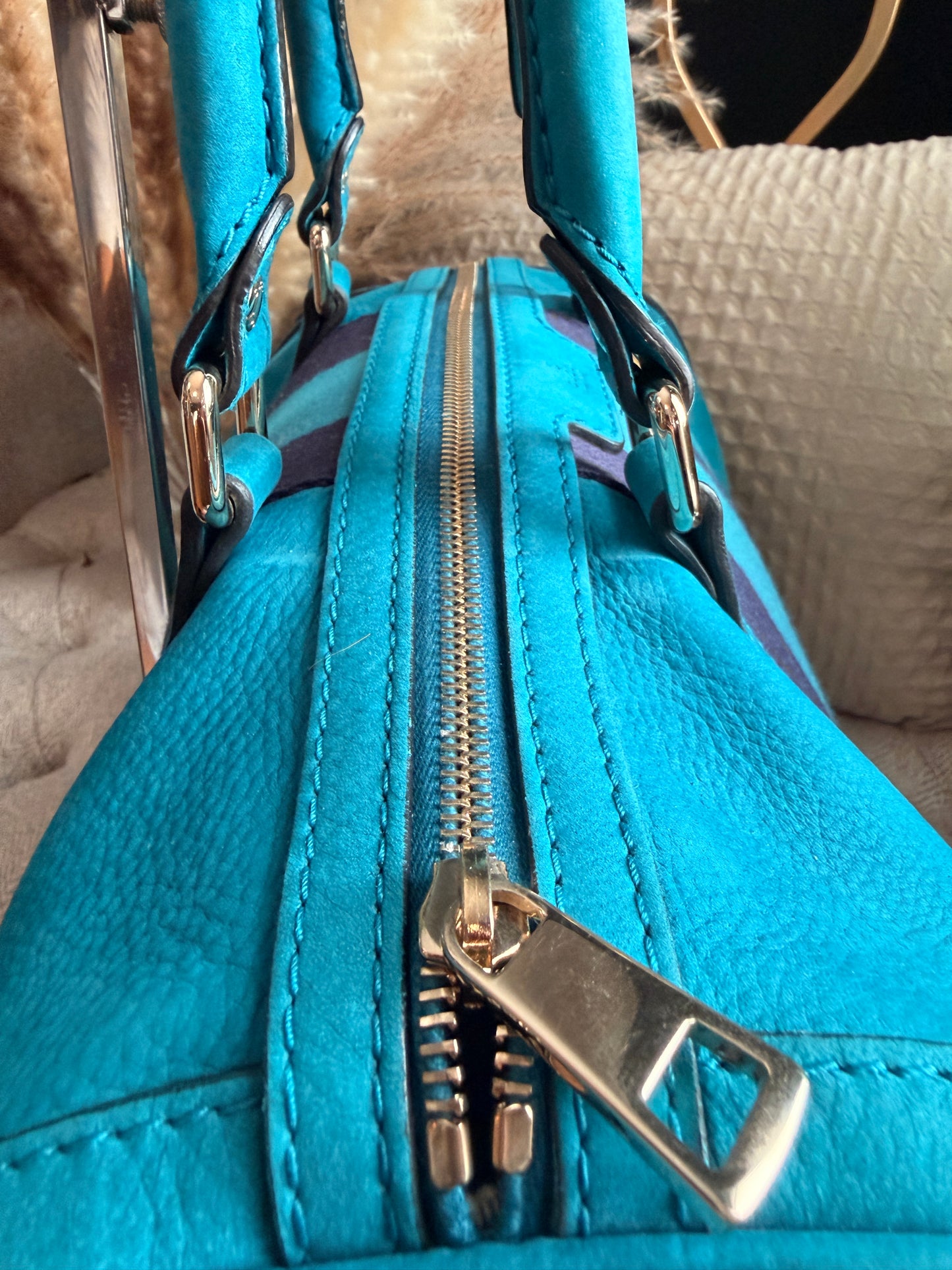 Gucci Nubuck Boston Bag with Adjustable Crossbody Strap