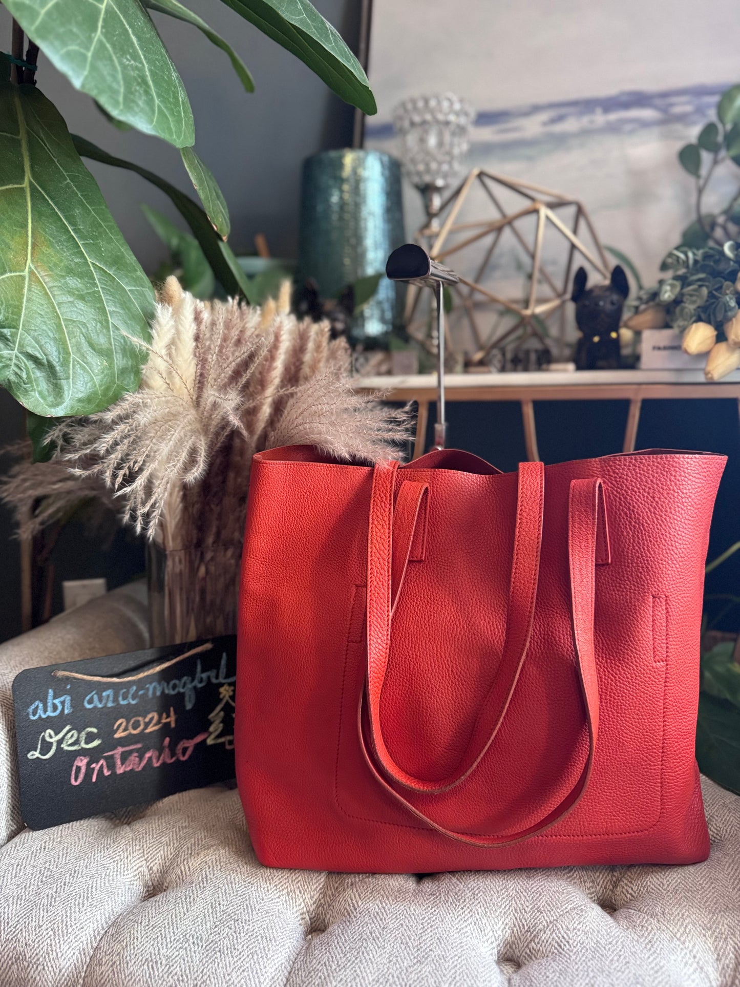 Prada Pebbled Leather Orange Tote